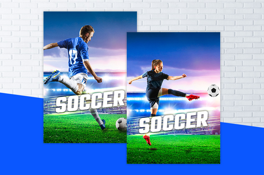 Affiche des programmes Soccer, version homme et version femme 